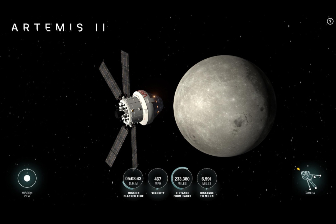 Космическият кораб Artemis II отива към тъмната страна на Луната